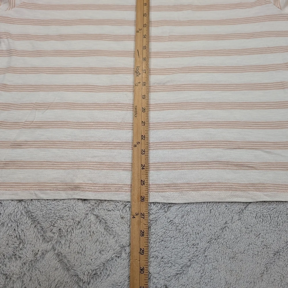 J. Crew Shirt Womens 3X White Beige Stripe Vintage Cotton Crewneck Tee Casual